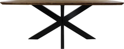 Eettafel Fishbone - 200x100x76 - Naturel/zwart - Eiken/metaal
