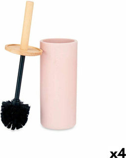 Toiletborstel Roze Hout Hars 10,2 x 38 x 10,2 cm (4 Stuks)