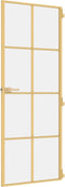 vidaXL - Binnendeur - smal - 76x201,5 - cm - gehard - glas - en - aluminium - goudkleur