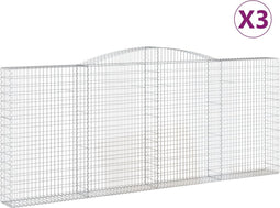 vidaXL - Schanskorven - 3 - st - gewelfd - 400x30x160/180 - cm - ijzer
