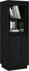 vidaXL - Hoge - kast - 37x34x110 - cm - massief - grenenhout - zwart