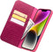 Qialino - Geschikt voor iPhone 14 - Leren bookcase hoes - Croco Roze