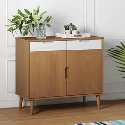 vidaXL - Dressoir - MOLDE - 90x40x80 - cm - massief - grenenhout - bruin
