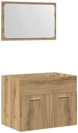 vidaXL - 2-delige - Badkamermeubelset - bewerkt - hout - artisanaal - eikenkleur