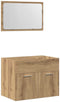 vidaXL - 2-delige - Badkamermeubelset - bewerkt - hout - artisanaal - eikenkleur