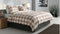 Zohome Dekbedovertrek Quattro-di-Lino - Bedlinnen met Ruiten - 260x220 - Beige - Dekbedhoes van 100% Katoen
