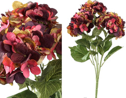 PTMD Hydrangea Flower Hortensia Kunststruik - 43x40x58 cm - Wijnrood