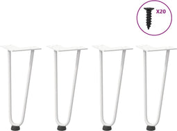 vidaXL - Haarspeld - tafelpoten - 4 - st - 30 - cm - massief - staal - wit