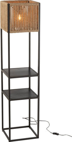 J-Line vloerlamp Vierkant - ijzer/jute - naturel/zwart