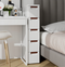 Coast Badkamerkast Beige/Wit – 42 x 19 x 91 cm – Smalle Opbergkast op Wielen met 5 Lades