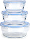 Set Lunchboxen Rond Blauw Transparant Glas (8 Stuks)