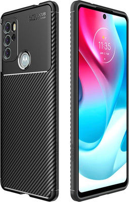 iMoshion Hoesje Geschikt voor Motorola Moto G60s Hoesje Siliconen - iMoshion Carbon Softcase Backcover - Zwart