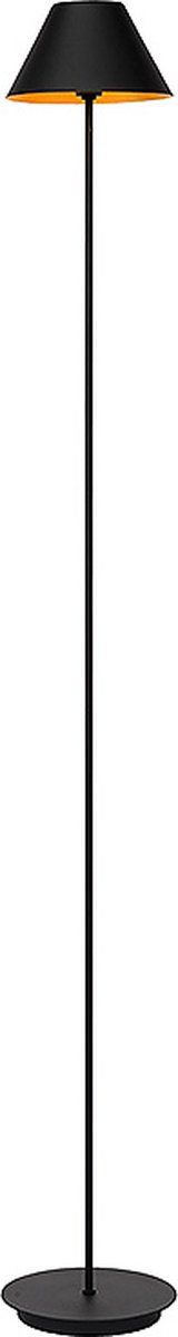 Atmooz - Vloerlamp Kuta - zwart - Staande Lamp - Stalamp - Woonkamer - Zwarte Buitenkant - Gouden Binnenkant - Hoogte 120cm - Metaal