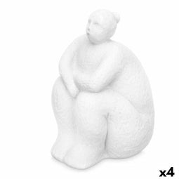Decoratieve figuren Wit Dolomite 18 x 30 x 19 cm (4 Stuks) Vrouw Zittend