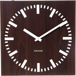Karlsson Double Sided Square - Klok - Vierkant - Hout - 30x30 cm - Bruin