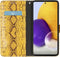 Hoesje Met Pasjeshouder Geschikt voor Samsung Galaxy A72 - Slangenprint Bookcase - Geel