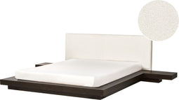 ZEN - Tweepersoonsbed - Donkerhout - 160 x 200 cm - Bouclé