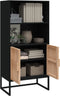 vidaXL - Hoge - kast - 60x35x125 - cm - bewerkt - hout - zwart