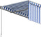 vidaXL - Luifel - handmatig - uittrekbaar - met - rolgordijn - 3,5x2,5 - m - blauw - wit