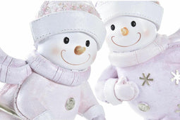 Kerstversiering DKD Home Decor Hars Sneeuwpop (15 x 13,5 x 24,5 cm) (2 Stuks)