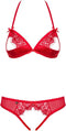 Obsessive BH met Open Cups en Open Kruis String - Erotische Lingerieset - Maat S/M - Rood