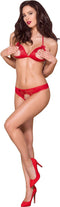 Obsessive BH met Open Cups en Open Kruis String - Erotische Lingerieset - Maat S/M - Rood