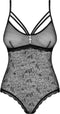 Obsessive body met Rozen Motief en Open Kruis – Erotische Body – Maat L/XL – Zwart