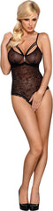 Obsessive body met Rozen Motief en Open Kruis – Erotische Body – Maat L/XL – Zwart