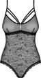 Obsessive Body met Rozen Motief en Open Kruis – Erotische Body – Maat S/M – Zwart