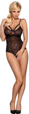 Obsessive Body met Rozen Motief en Open Kruis – Erotische Body – Maat S/M – Zwart