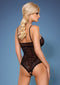 Obsessive Body met Rozen Motief en Open Kruis – Erotische Body – Maat S/M – Zwart