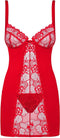 Obsessive Chemise MiAmor - Erotische Lingerieset - Maat XXL - Rood
