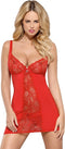 Obsessive Chemise MiAmor - Erotische Lingerieset - Maat XXL - Rood