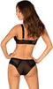 Obsessive - Chic Amoria Tweedelige Open Set - Zwart | Lingerie Set | Lingerie Setjes