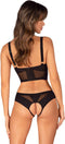 Obsessive - Chic Amoria Tweedelige Open Set - Zwart