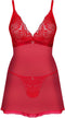 Obsessive - Chilisa Babydoll en String - Rood