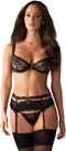 Obsessive Heartina Set - Jarretelset - Maat L/XL - Zwart
