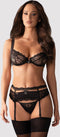 Obsessive Heartina Set - Jarretelset - Maat L/XL - Zwart