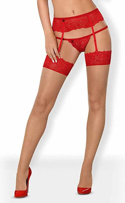 Obsessive Hold Up Kousen met Rand – Erotische Kousen - Maat S/M – Rood
