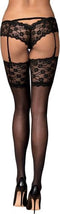 Obsessive Letica Kousen met Kant - Erotische Kousen - Maat L/XL - Zwart