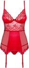 Obsessive Lovica Korset & String - Erotisch korset - Maat XXL - Rood