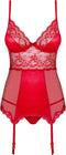 Obsessive Lovica Korset & String - Erotisch korset - Maat XXL - Rood