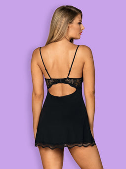 Obsessive Luvae Nachtjurkje - Erotische Lingerieset - Maat L/XL - Zwart