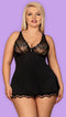 Obsessive Luvae Nachtjurkje - Erotische Lingerieset - Maat L/XL - Zwart