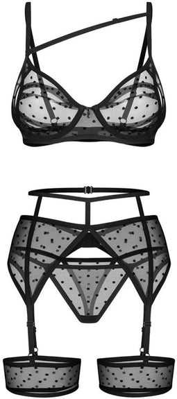 Obsessive - Nuites Driedelige Set - Zwart