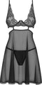 Obsessive - Nutris Babydoll en string - M/L - Zwart