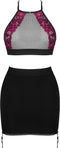 Obsessive - Rosenty Top & Skirt - Zwart/Paars