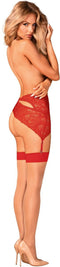 Obsessive - S814 Kousen - L/XL - Beige/Rood