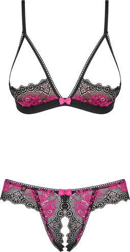 Obsessive Tulia BH & Open Kruis String - Erotische Lingerieset - Maat L/XL - Rood