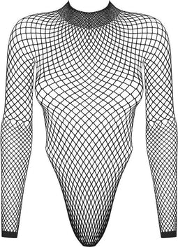 Obsessive Visnet Body Met Lange Mouwen - Zwart